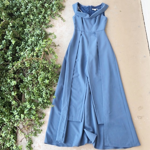 kay unger jumpsuit gown blush
